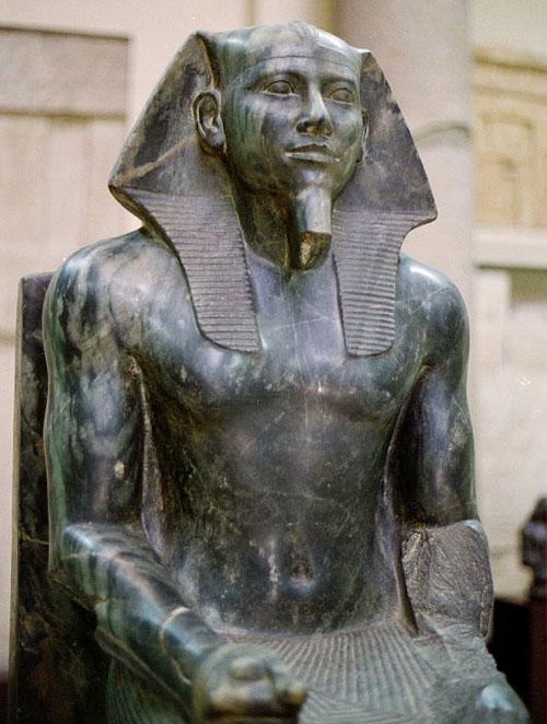Seated statue of Kahfre (Cephren) in the Egyptian Museum, Cairo