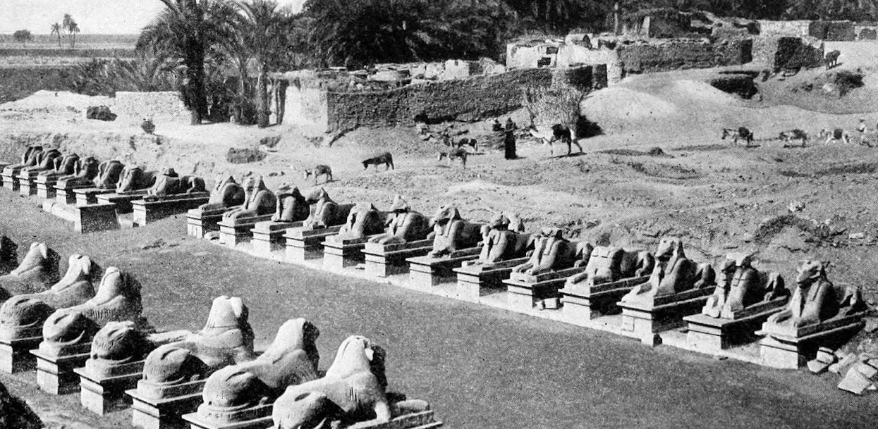 Ram-headed sphinxes guard a processional way at Karnak
