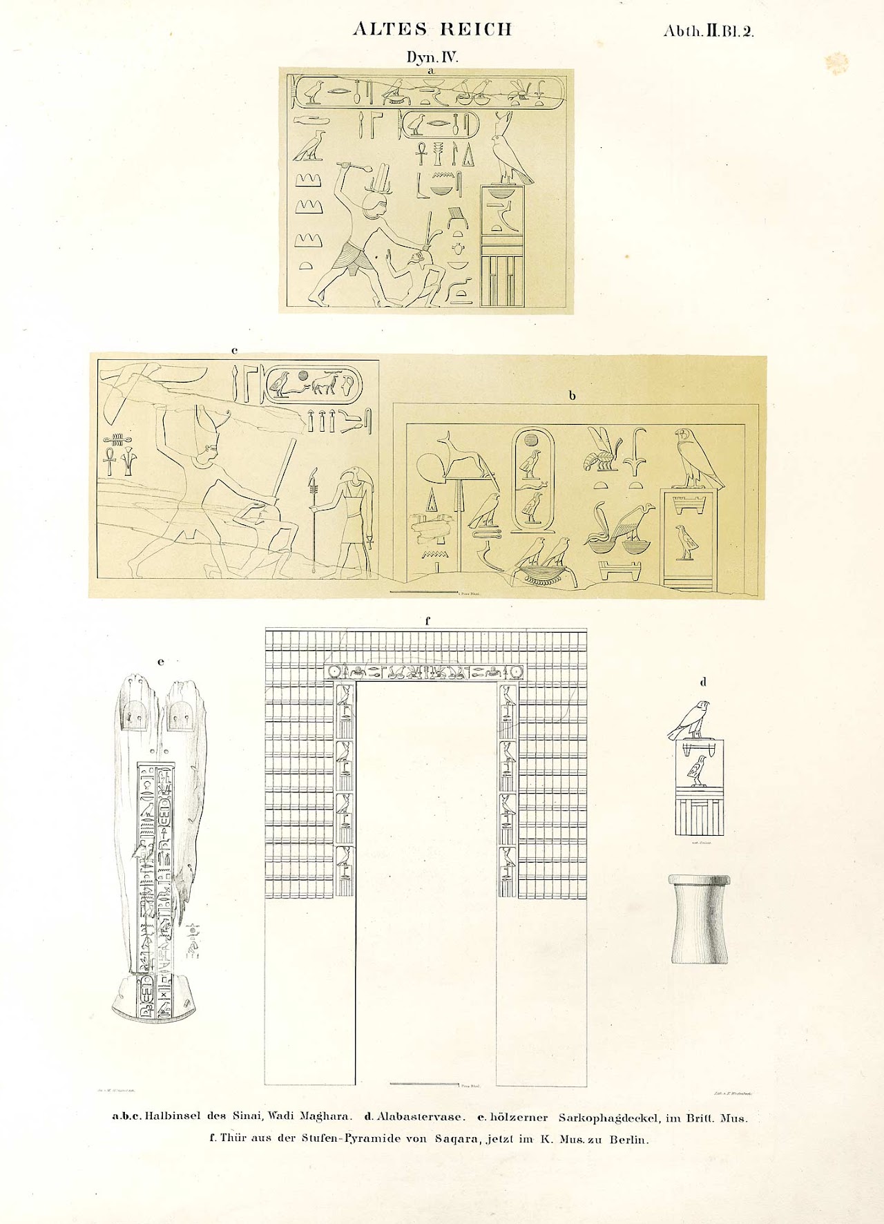 Khufu, with Nekhbet above, is shown smiting an enemy.  His name is shown in a cartouche above.